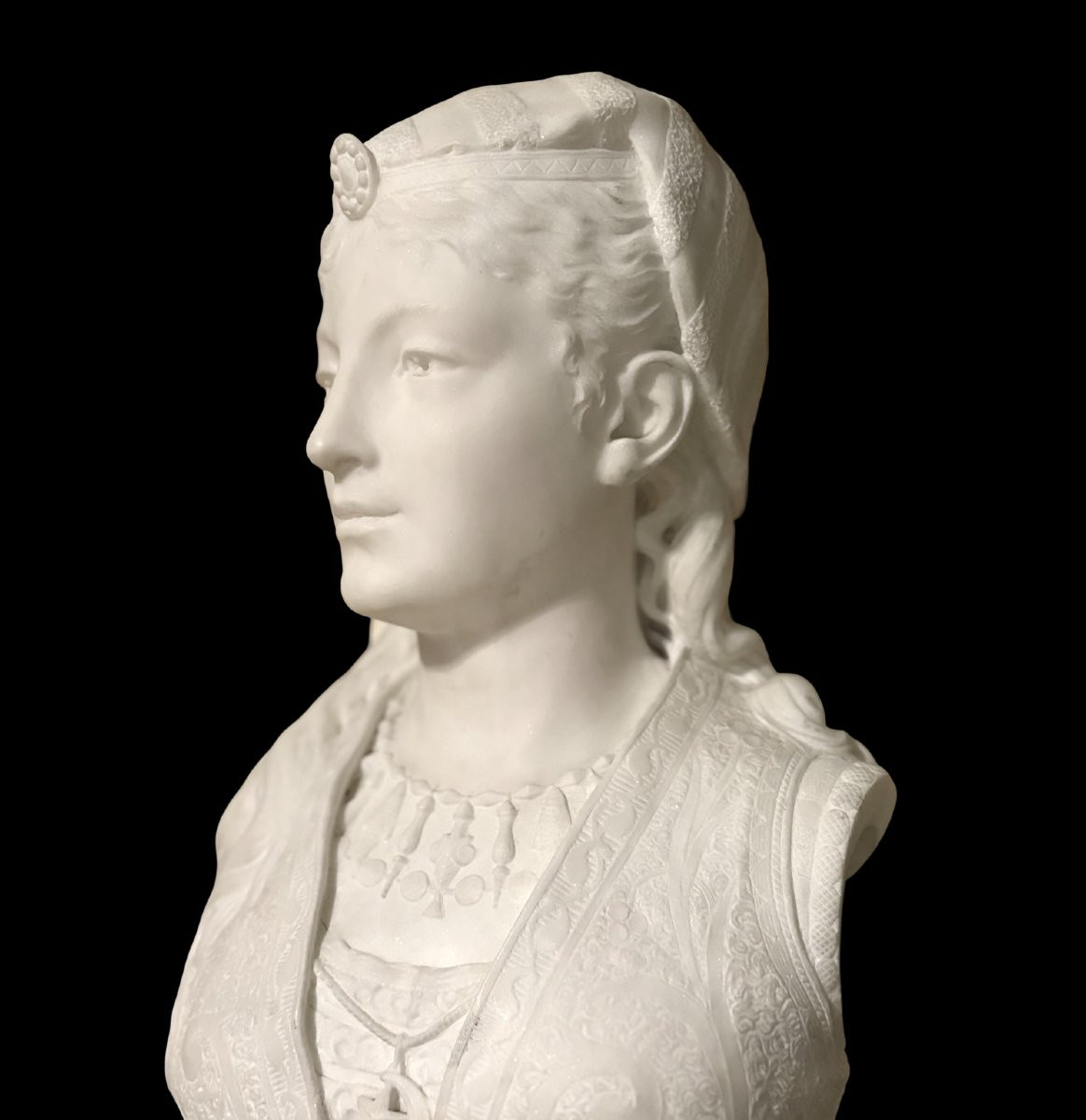 Zacharie Rimbez - 19th-century Orientalist Marble Bust Of Armida-photo-2