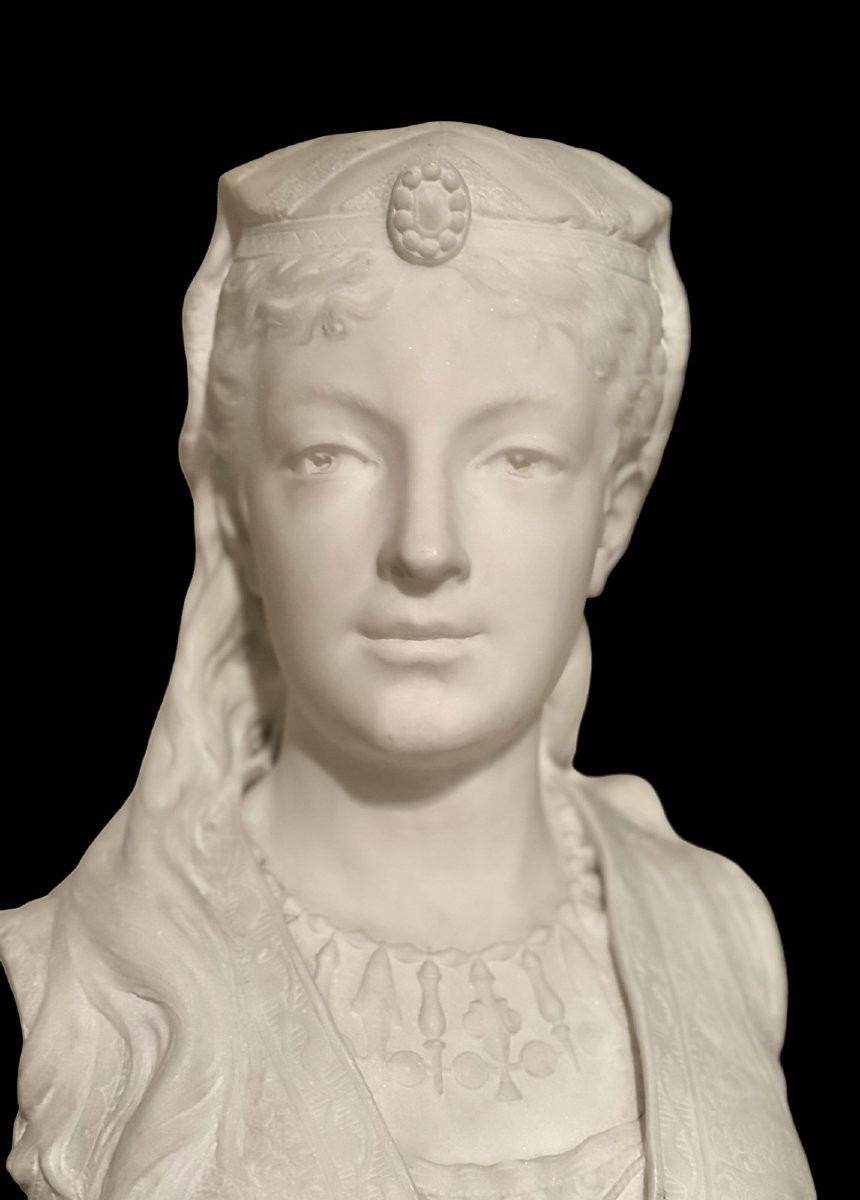 Zacharie Rimbez - 19th-century Orientalist Marble Bust Of Armida-photo-3