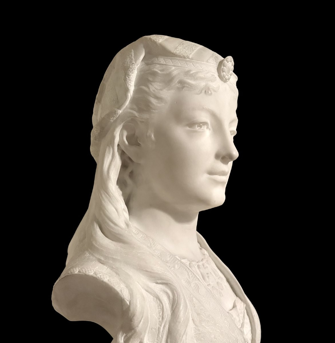 Zacharie Rimbez - 19th-century Orientalist Marble Bust Of Armida-photo-4