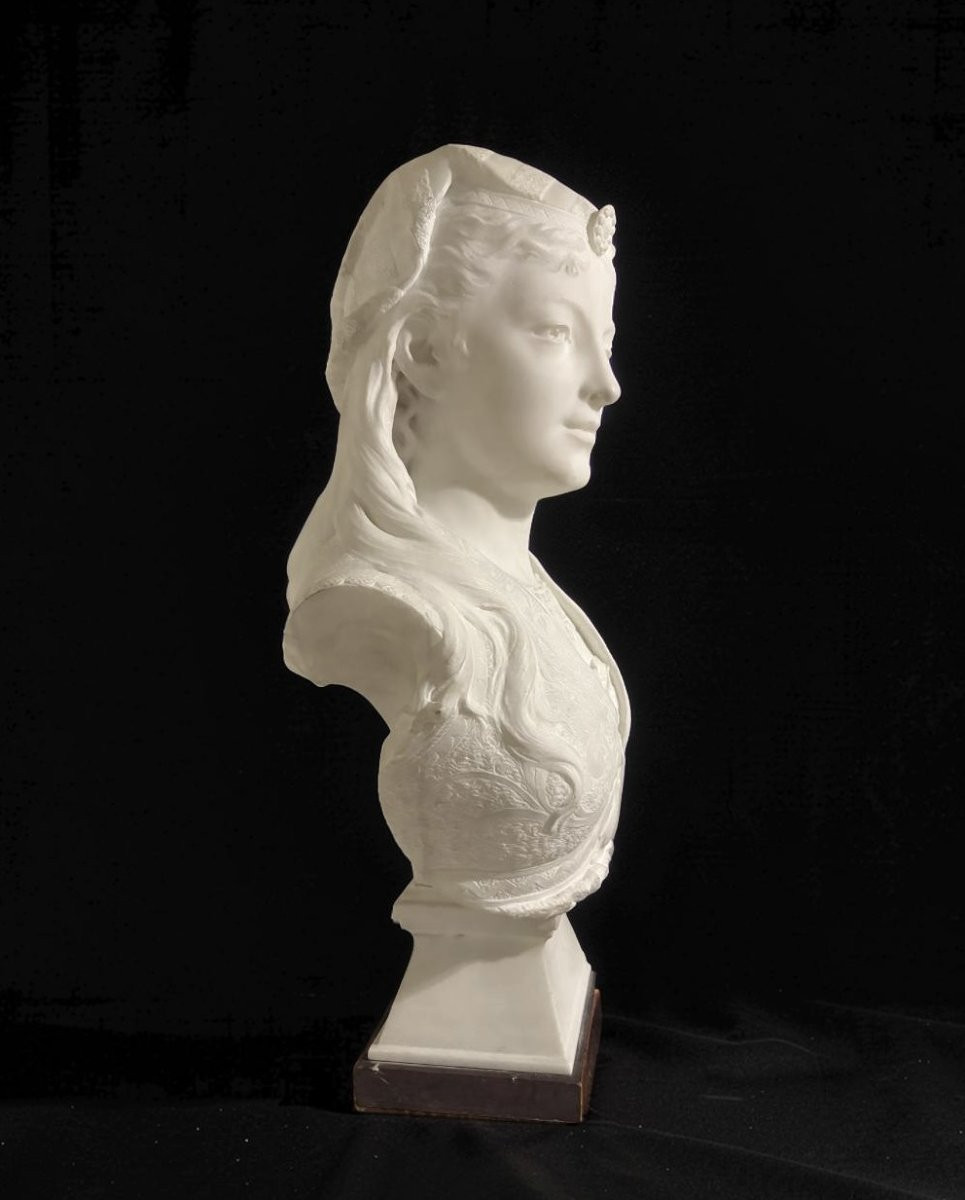 Zacharie Rimbez - 19th-century Orientalist Marble Bust Of Armida-photo-1