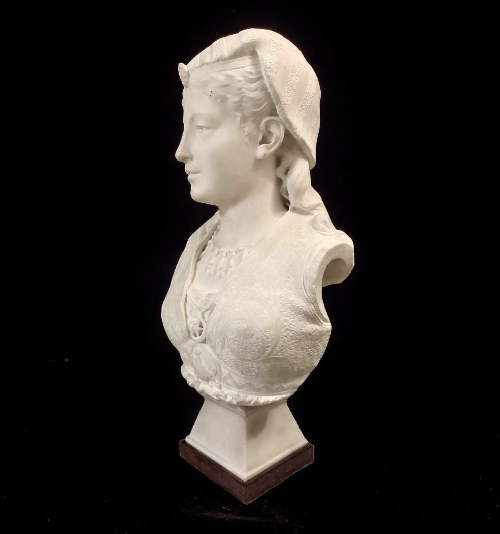 Zacharie Rimbez - 19th-century Orientalist Marble Bust Of Armida-photo-3