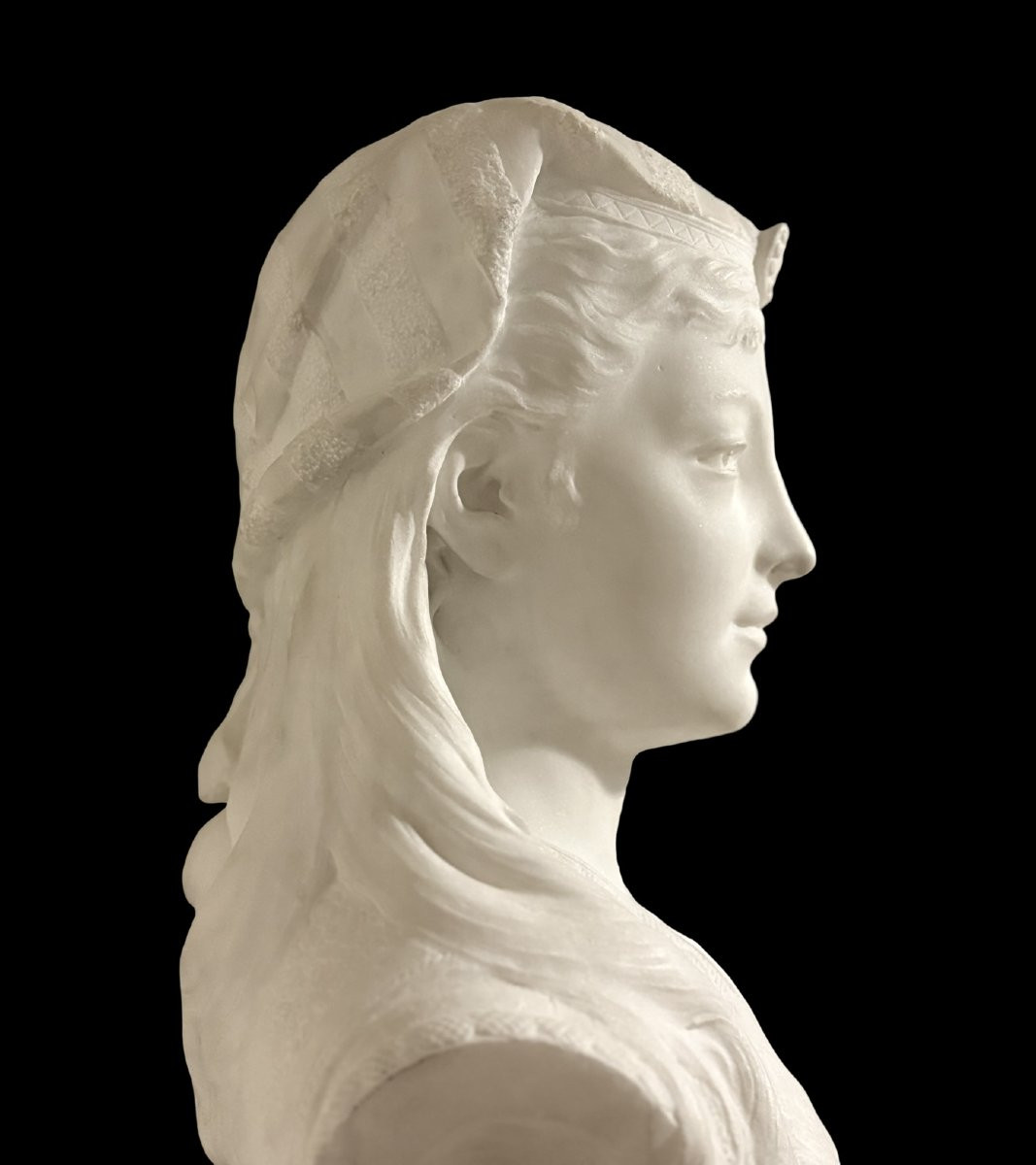 Zacharie Rimbez - 19th-century Orientalist Marble Bust Of Armida-photo-4
