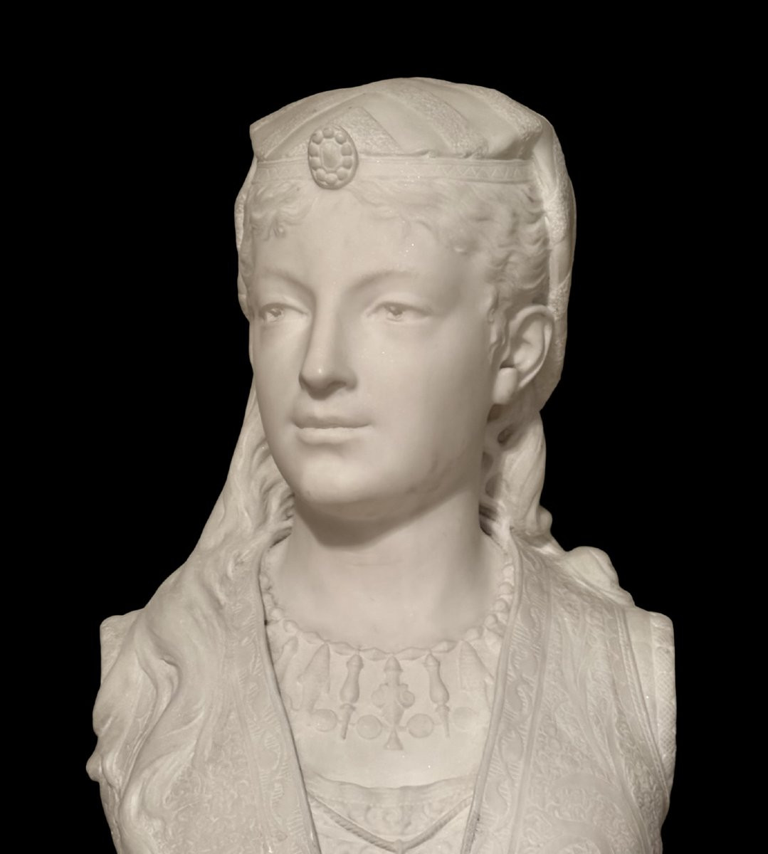 Zacharie Rimbez - 19th-century Orientalist Marble Bust Of Armida-photo-5