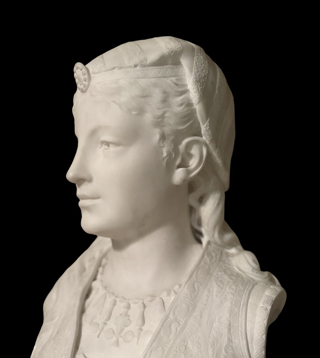Zacharie Rimbez - 19th-century Orientalist Marble Bust Of Armida-photo-6