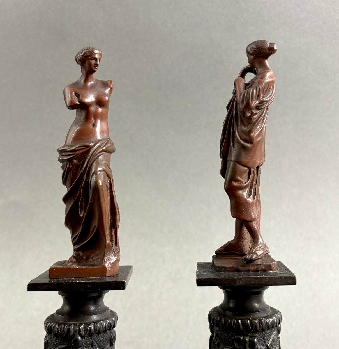 19th Pair Of Neoclassical Bronze Figurines Grand Tour Souvenirs-photo-4