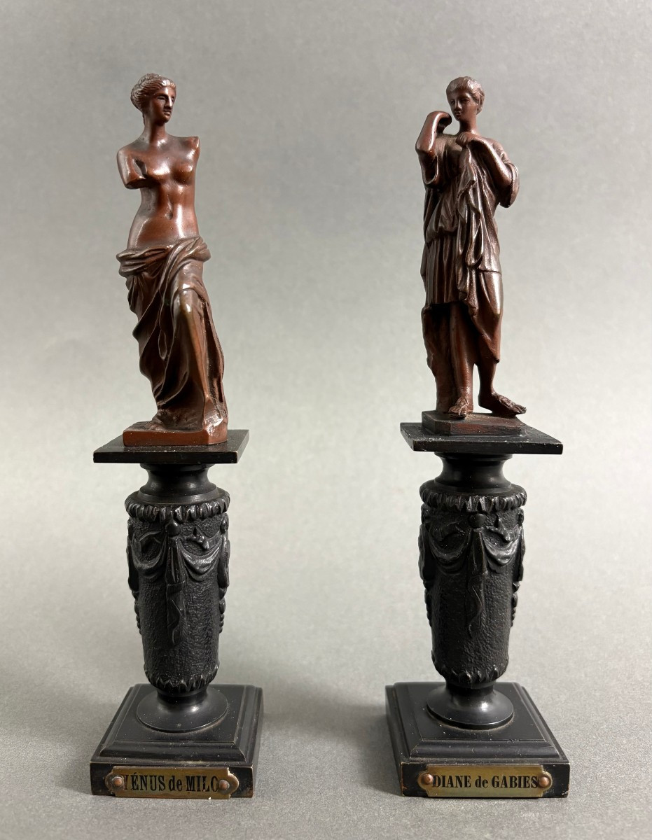 19th Pair Of Neoclassical Bronze Figurines Grand Tour Souvenirs