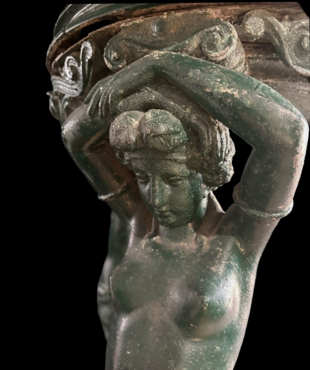 Rare Jardinière à Tripode avec Caryatides, Fonderie d'Art Parisienne, 19éme-photo-3