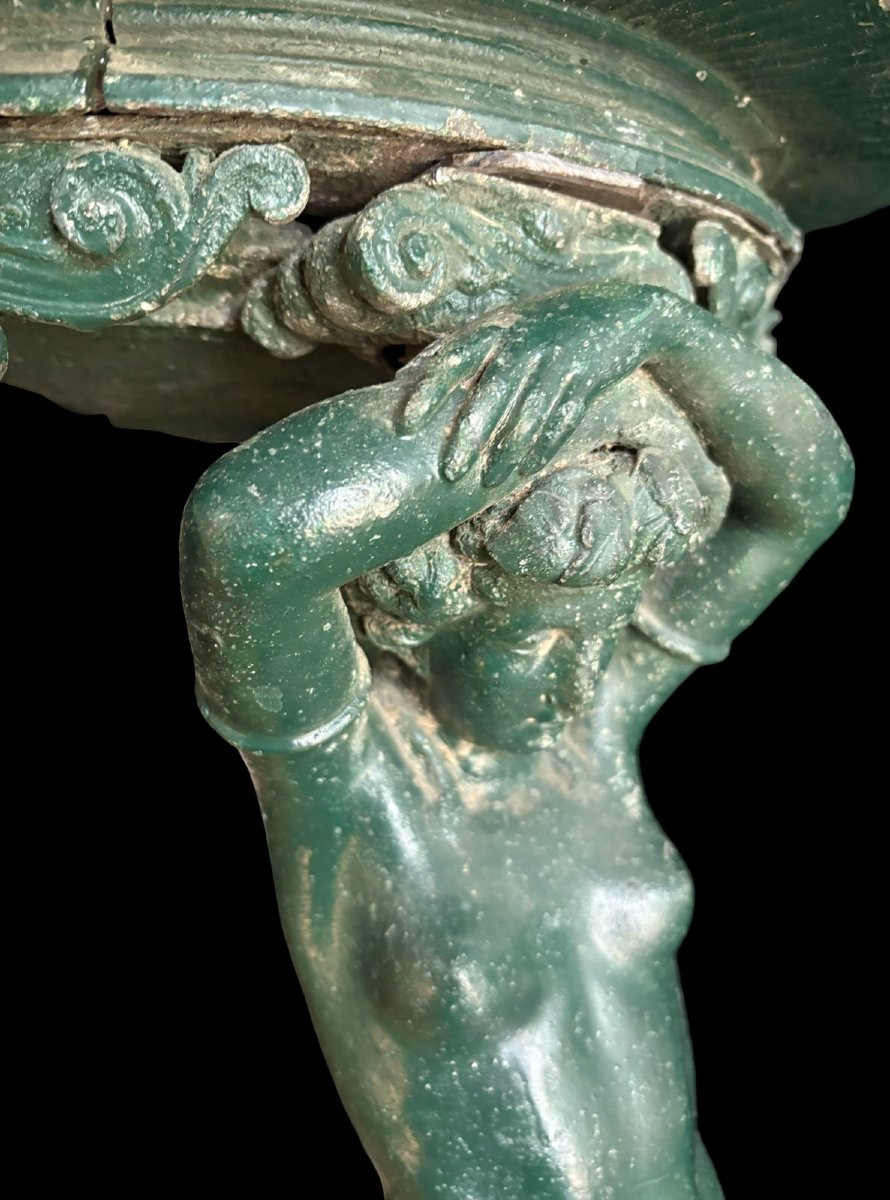 Rare Jardinière à Tripode avec Caryatides, Fonderie d'Art Parisienne, 19éme-photo-4