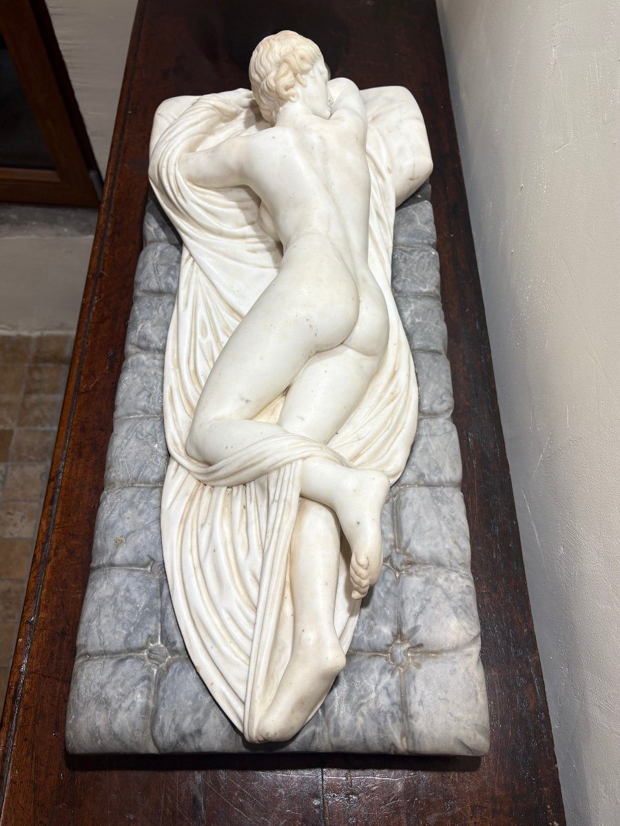 Sleeping Hermaphrodite Early 19th Large Neoclassical Marble Sculpture -photo-4