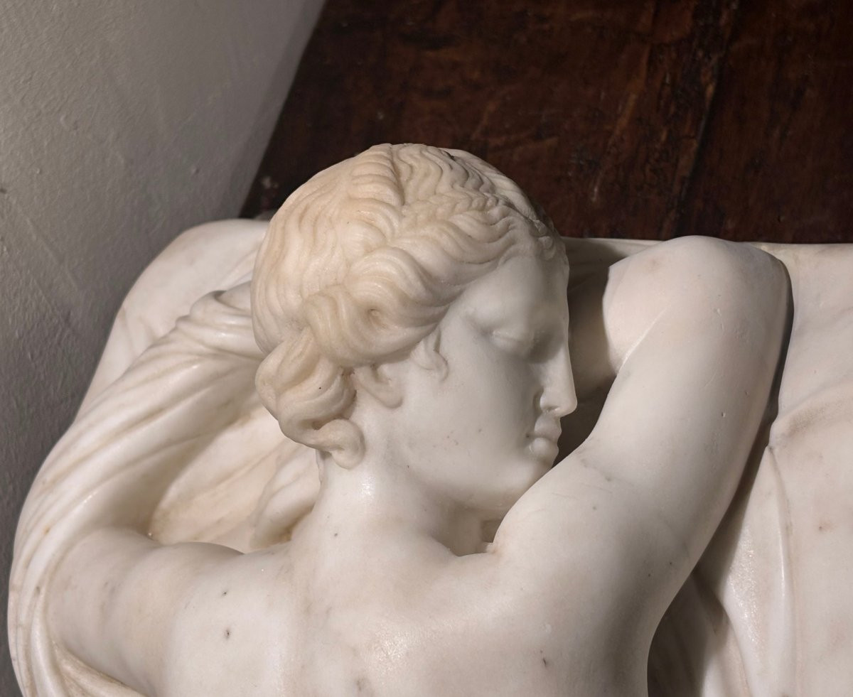 Sleeping Hermaphrodite Early 19th Large Neoclassical Marble Sculpture -photo-3