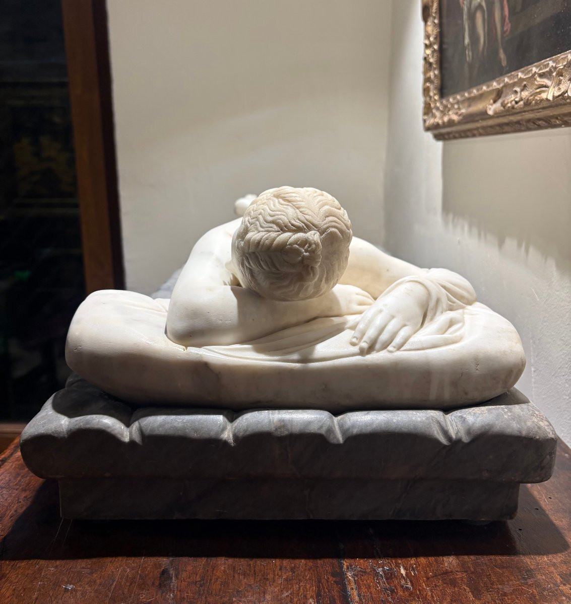 Sleeping Hermaphrodite Early 19th Large Neoclassical Marble Sculpture -photo-6
