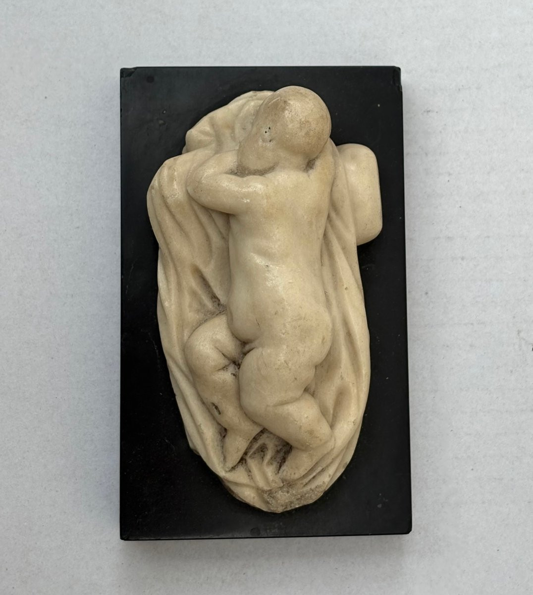 Sculpture en Marbre Grand Tour Putto Endormi d'après François Duquesnoy-photo-1