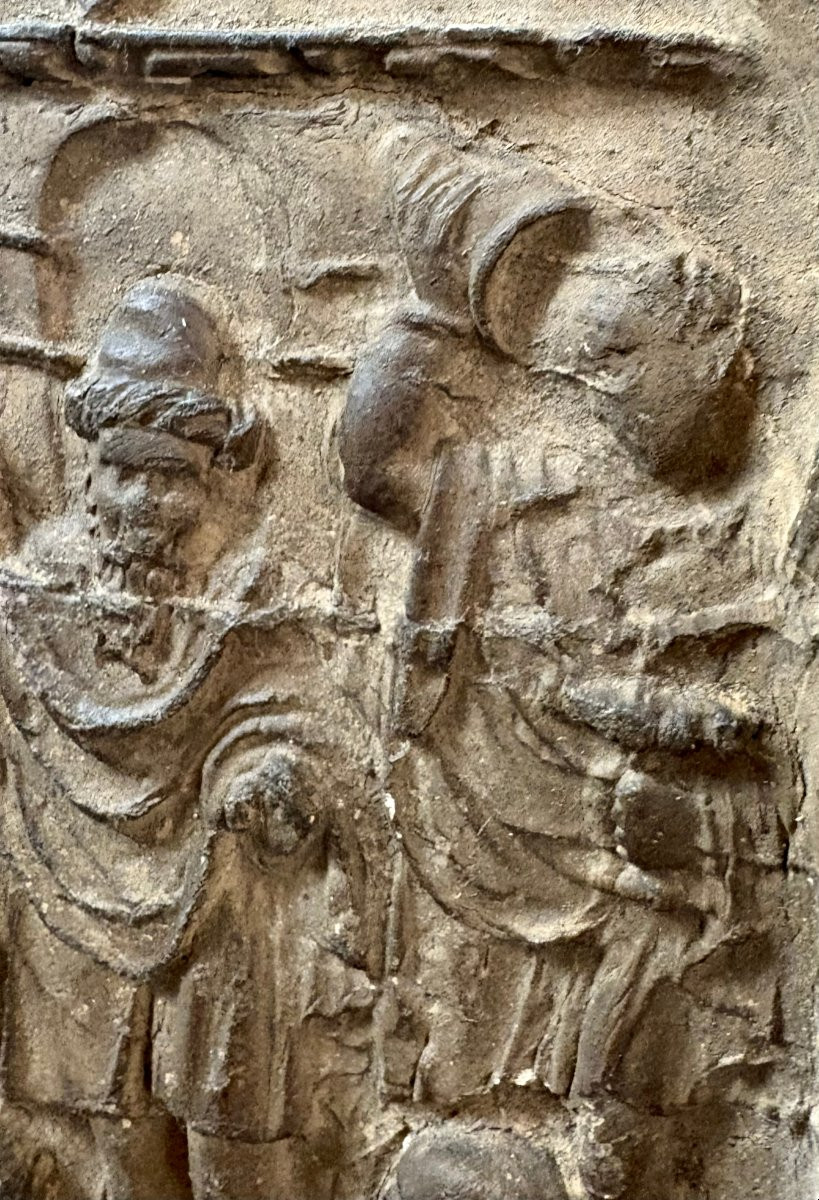 Bas-relief en Terre Cuite Renaissance "L'adoration des Mages" daté 1518-photo-1