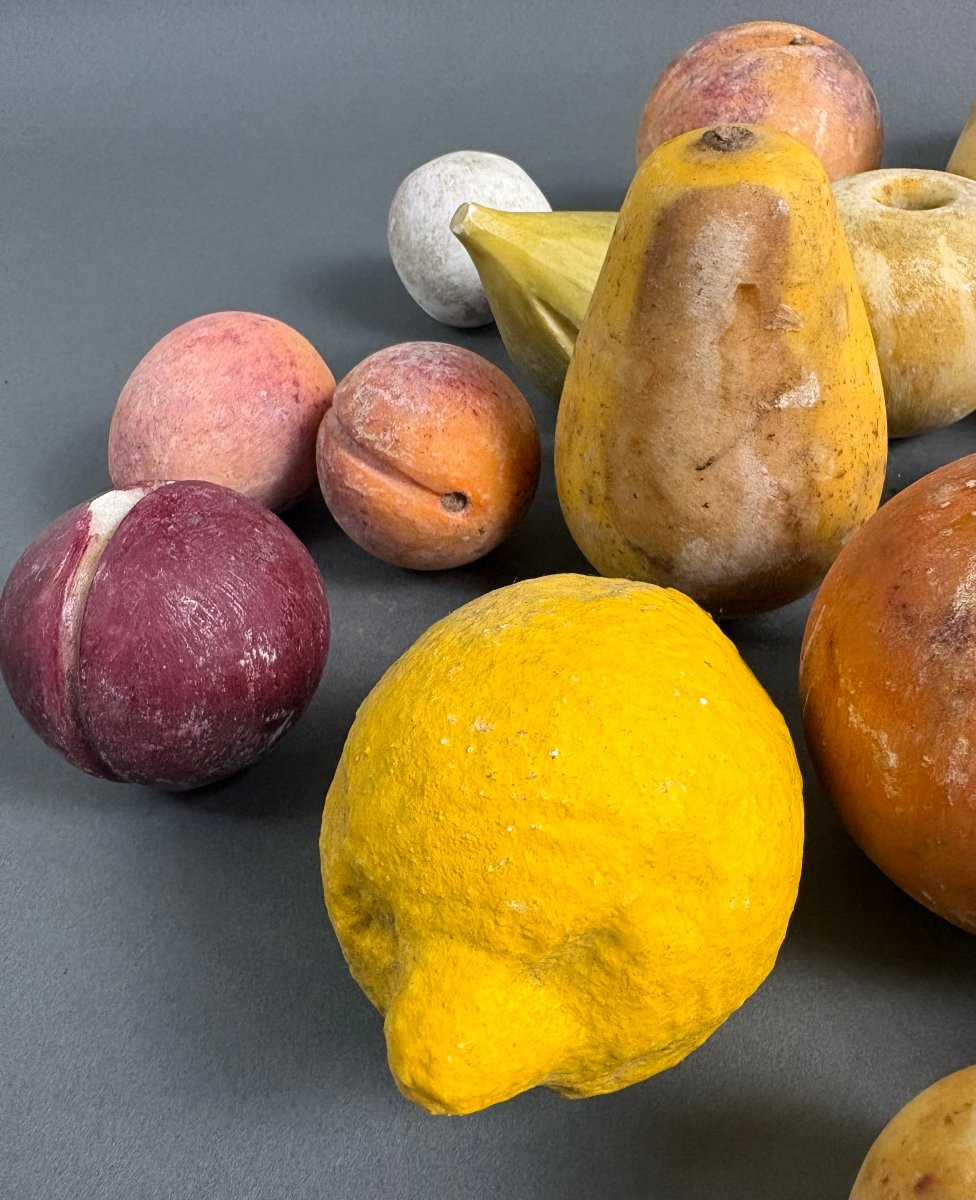 Lot de 32 Fruits en Marbre Italie 19éme-photo-1