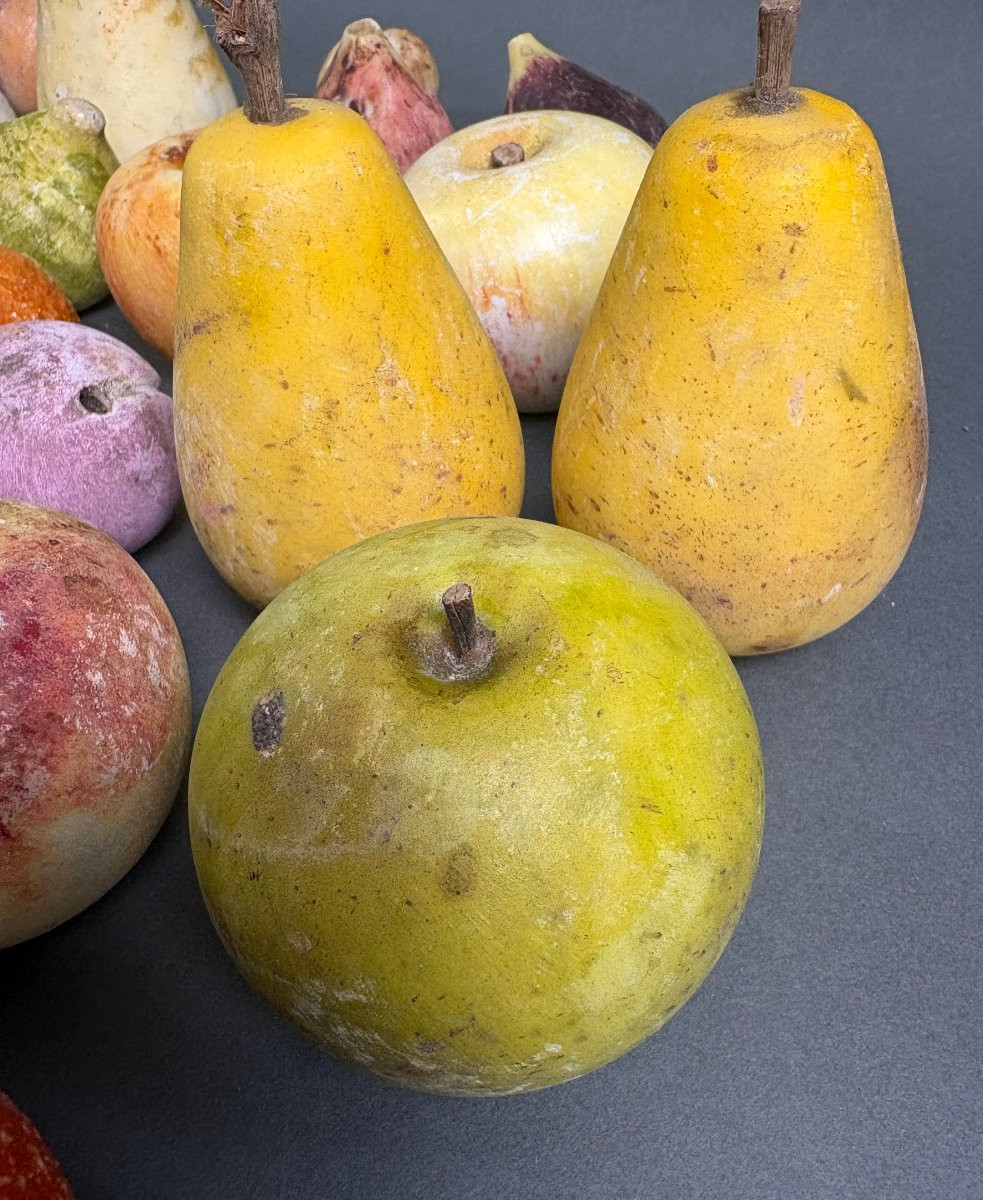 Lot de 32 Fruits en Marbre Italie 19éme-photo-2