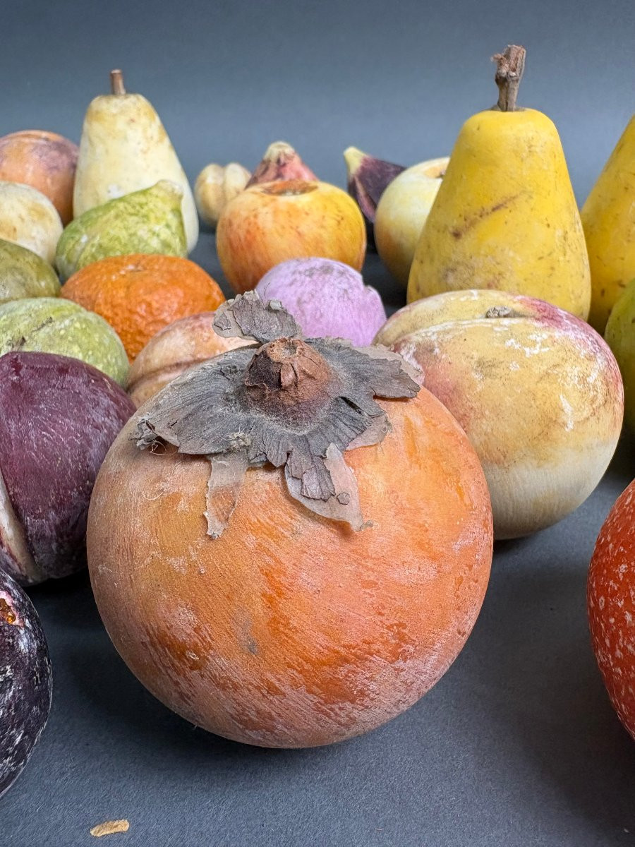 Lot de 32 Fruits en Marbre Italie 19éme-photo-3
