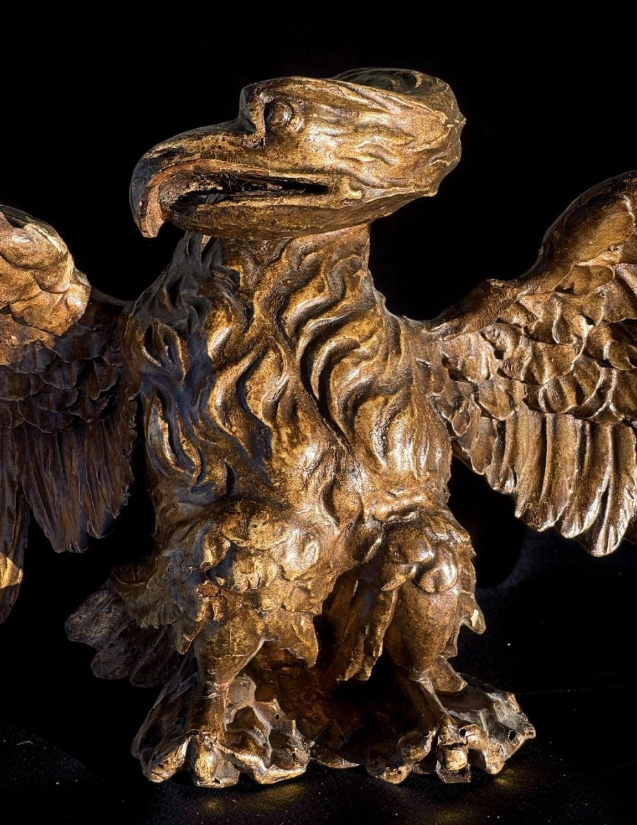 Aigle en Bois Doré Néoclassique Italie 18éme siècle-photo-1