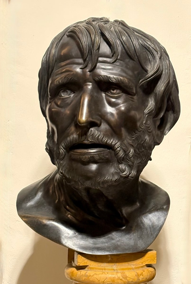 Late 18th Large Grand Tour Pseudo-seneca Bronze Head-photo-2