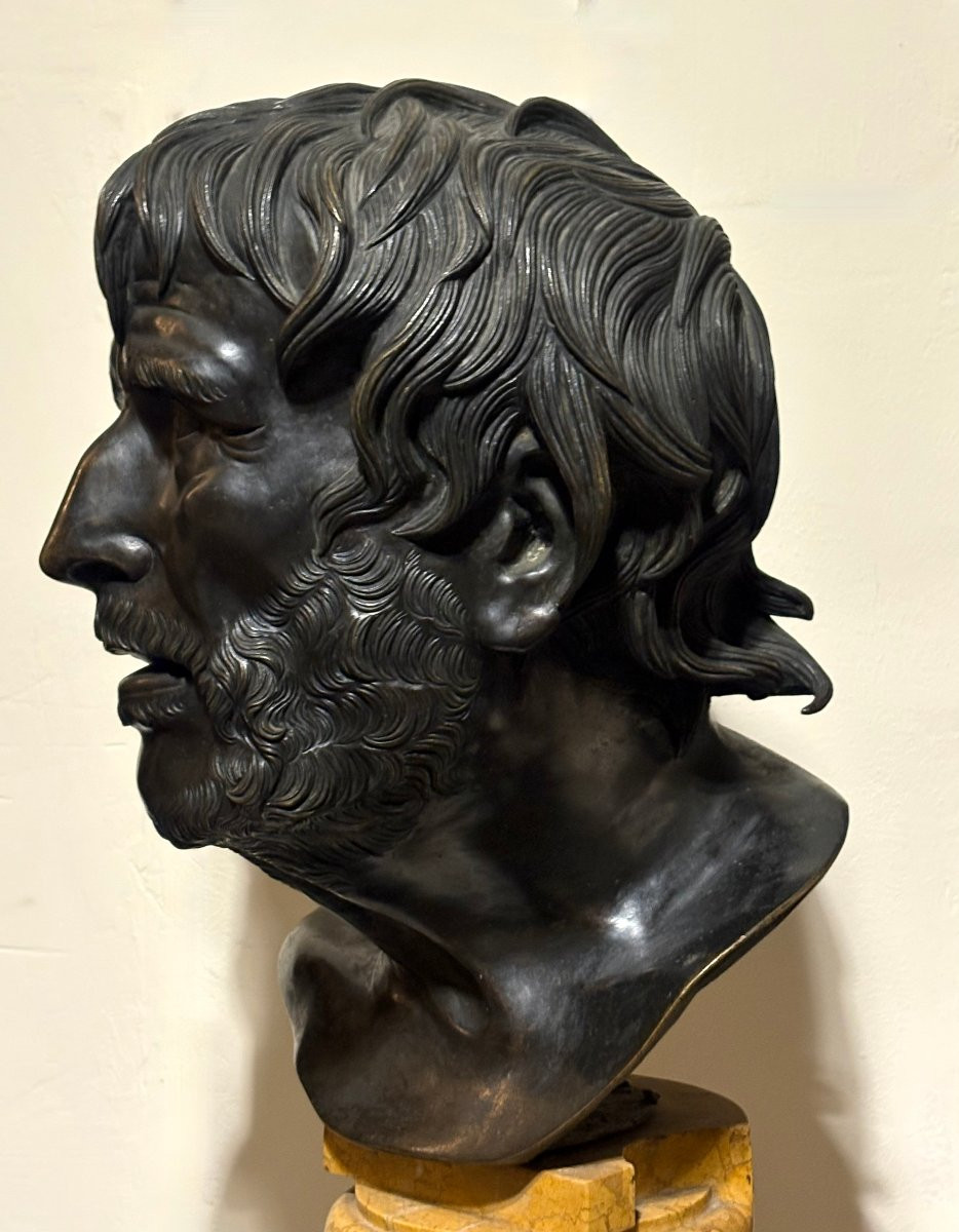  Late 18th Large Grand Tour Pseudo-seneca Bronze Head-photo-2