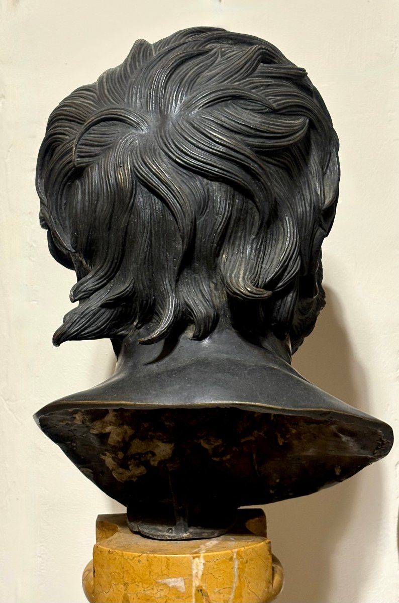 Late 18th Large Grand Tour Pseudo-seneca Bronze Head-photo-8