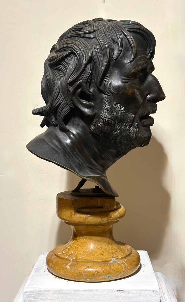  Late 18th Large Grand Tour Pseudo-seneca Bronze Head-photo-4