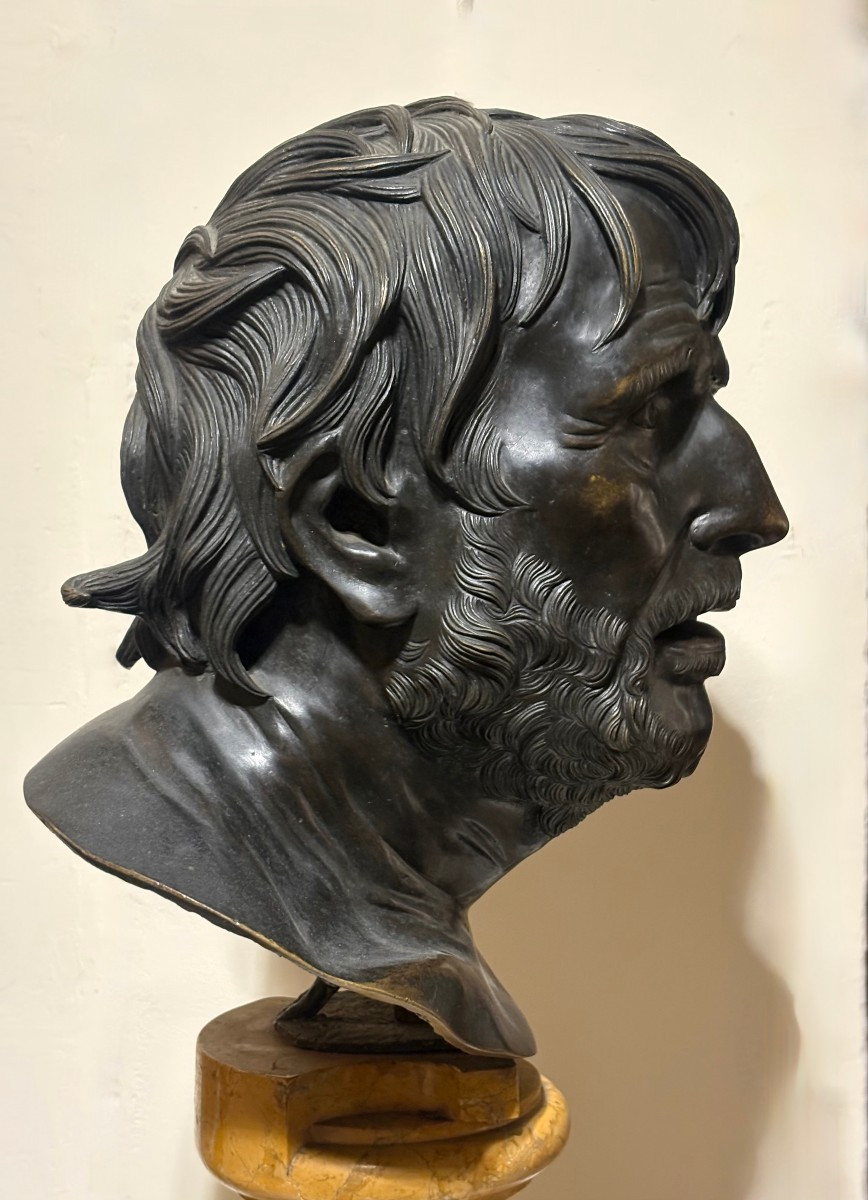  Late 18th Large Grand Tour Pseudo-seneca Bronze Head-photo-5