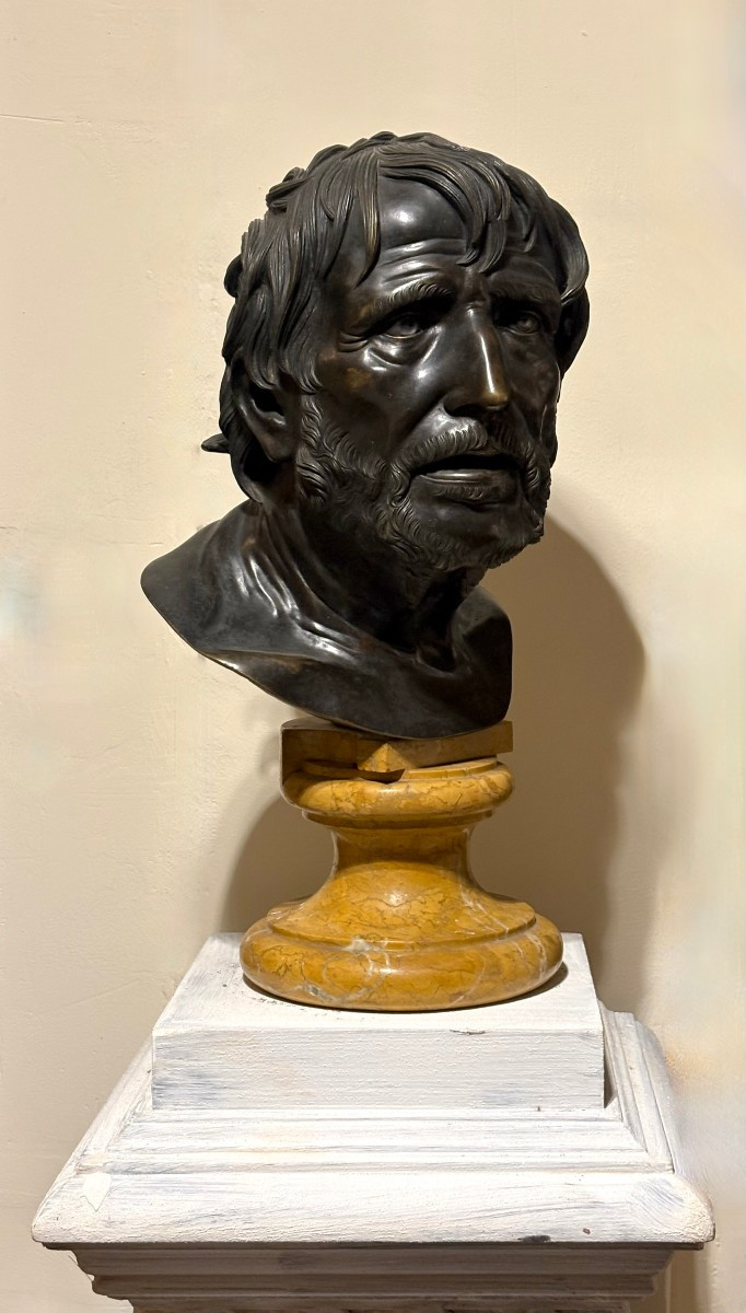  Late 18th Large Grand Tour Pseudo-seneca Bronze Head-photo-6