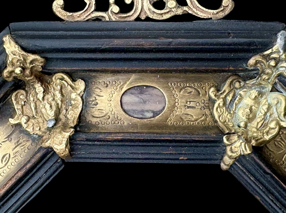 Cadre Grand Tour Marqueterie de Pierre Dure et Bronze Doré Roma 19éme-photo-3