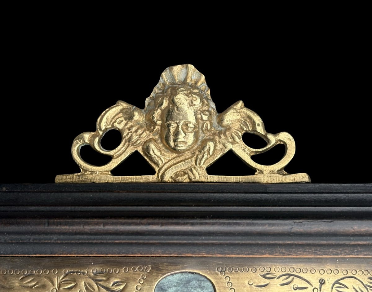 Cadre Grand Tour Marqueterie de Pierre Dure et Bronze Doré Roma 19éme-photo-4