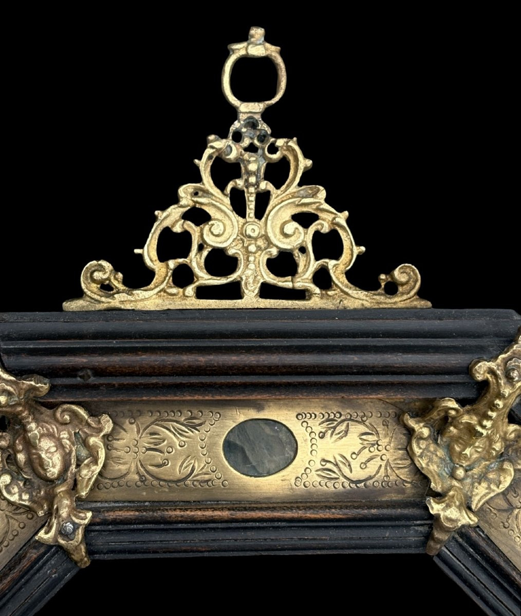 Cadre Grand Tour Marqueterie de Pierre Dure et Bronze Doré Roma 19éme-photo-6