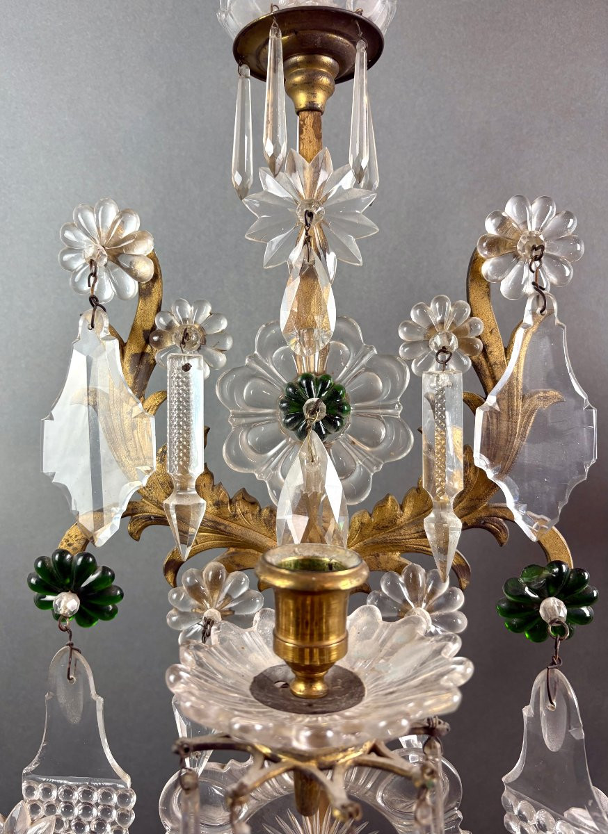 Impressive Pair Of Louis XVI Girandoles Candlesticks Crystal Gilt Bronze-photo-5