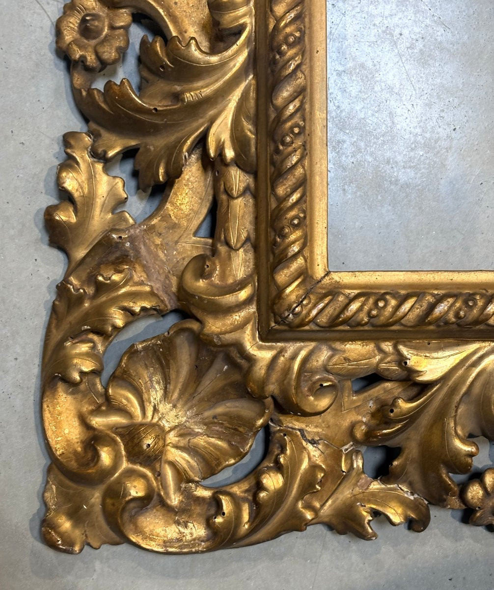 Large Florentine Rococo Gilded Wooden Frame, Mid-18th Century-photo-4