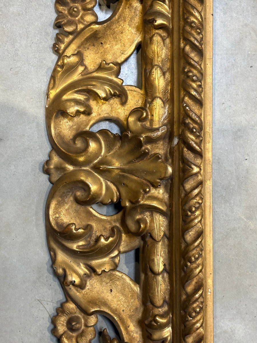 Large Florentine Rococo Gilded Wooden Frame, Mid-18th Century-photo-1