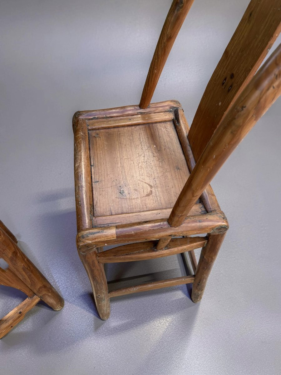 Paire de Chaises Chinois Dynastie Qing 19éme-photo-1