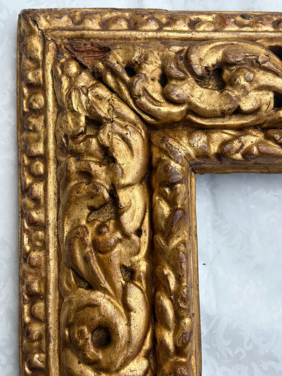 Cadre De Collection Bois Sculpté Et Doré 17éme-photo-3