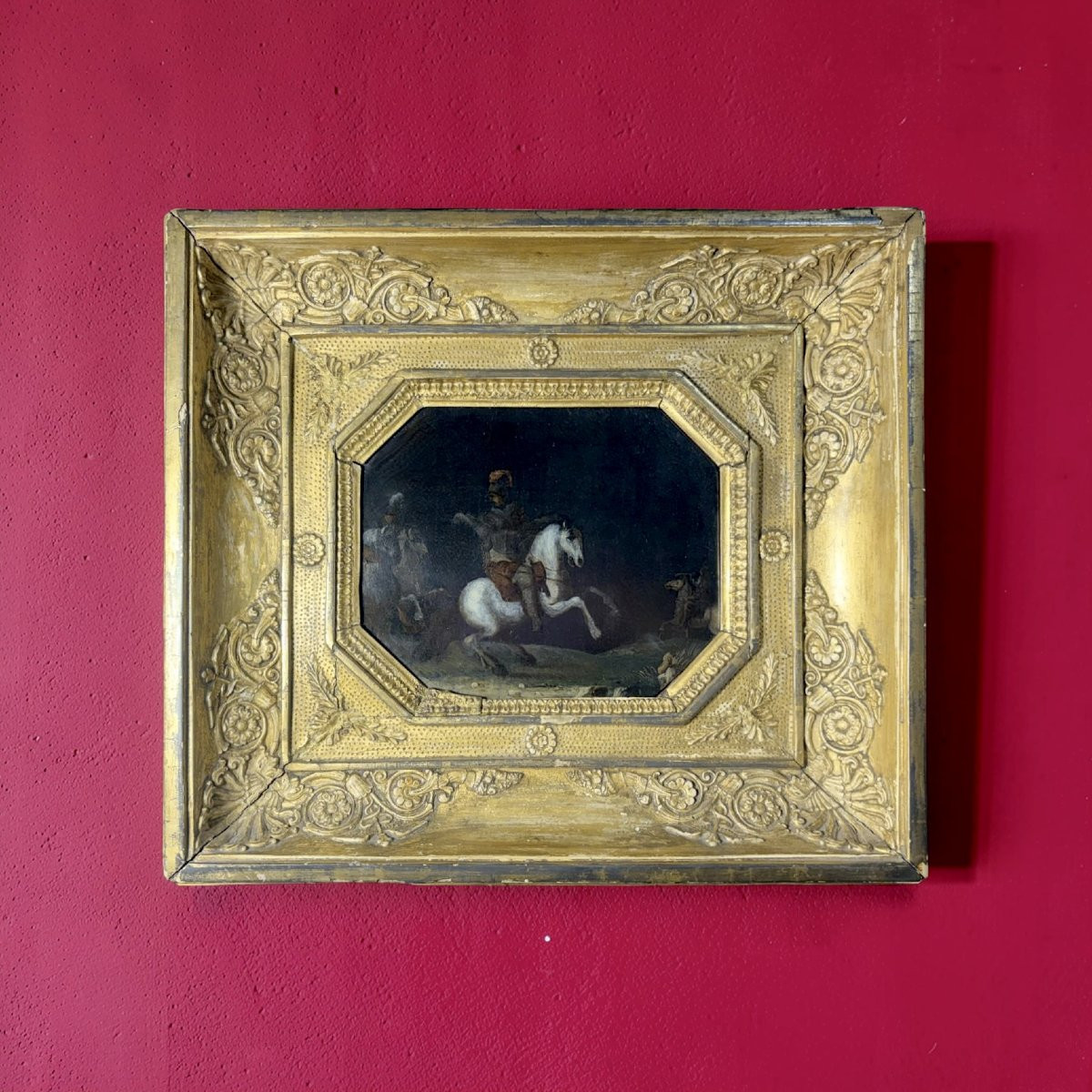 17th Battle Scene Painting On Slate-photo-2