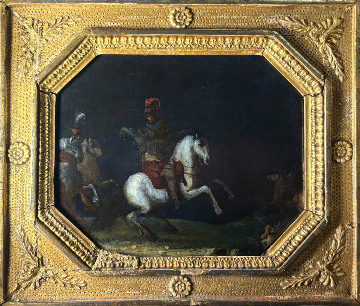 17th Battle Scene Painting On Slate-photo-4