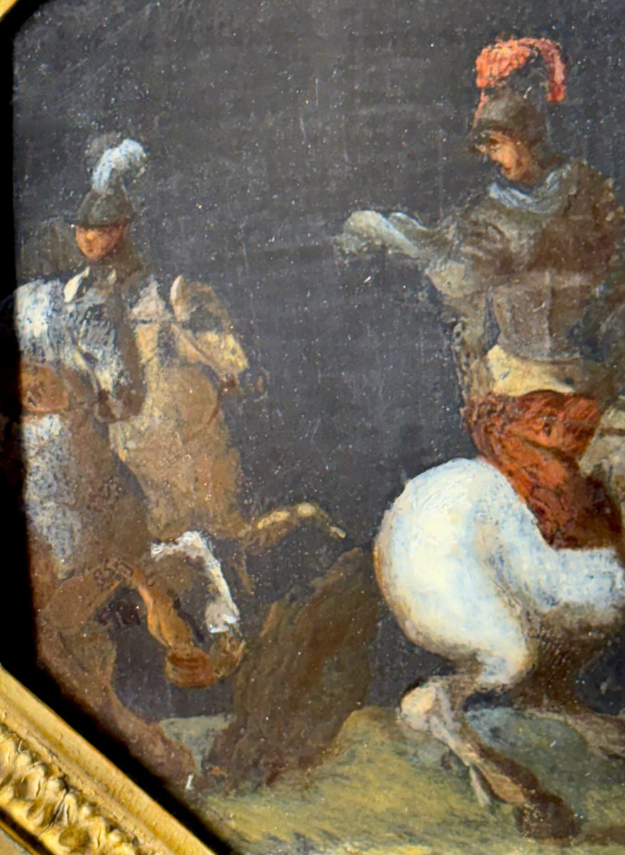 17th Battle Scene Painting On Slate-photo-3