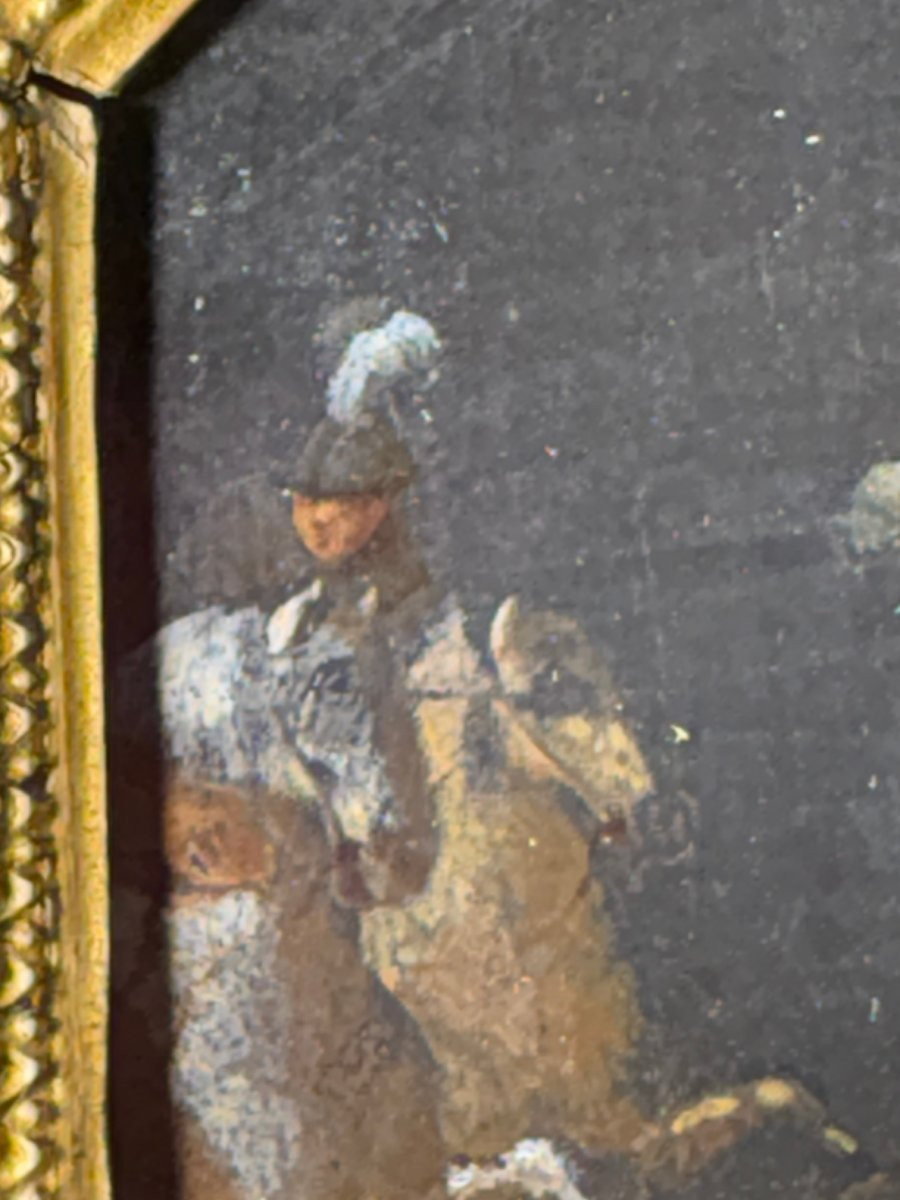 17th Battle Scene Painting On Slate-photo-6
