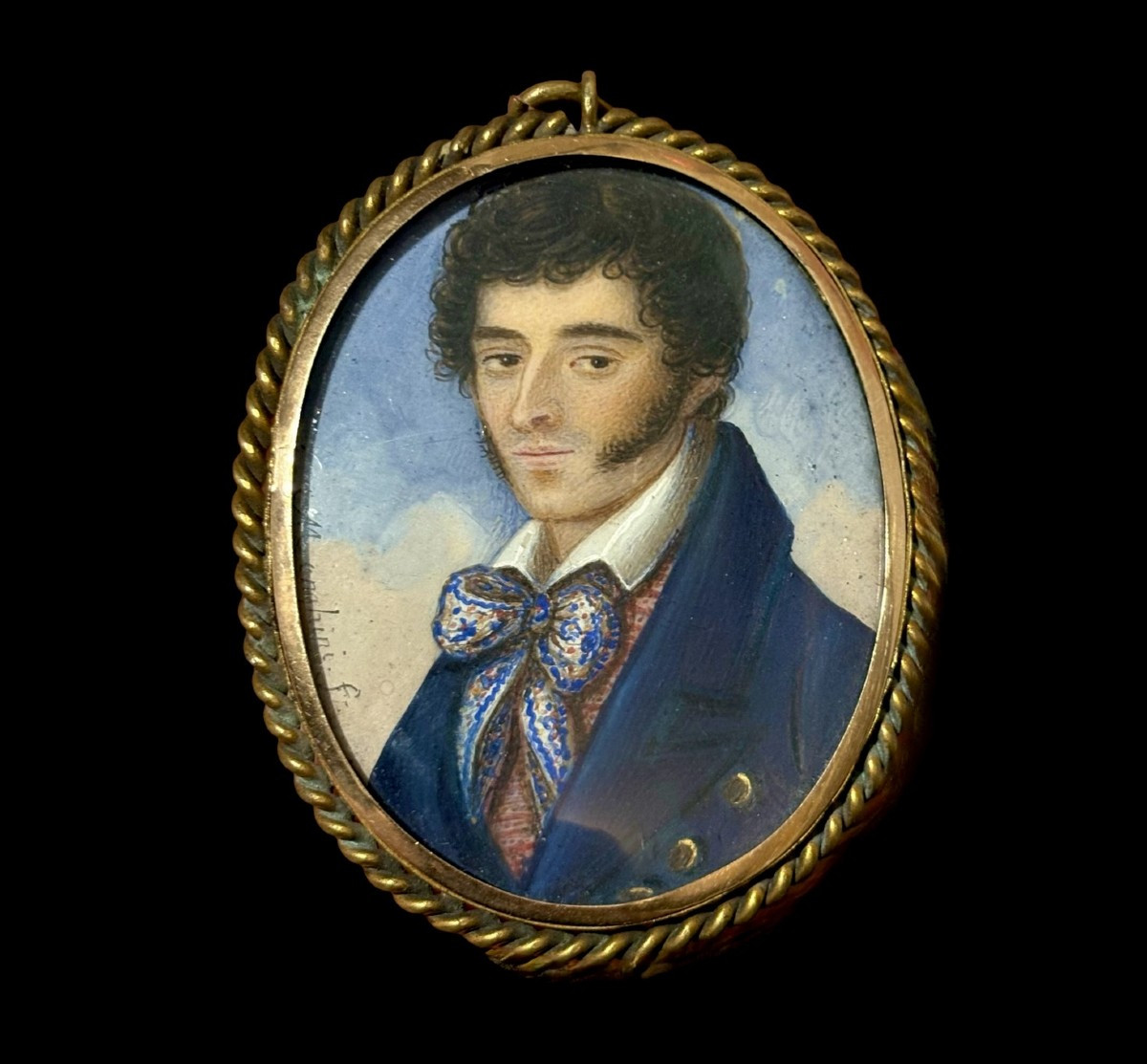 Benedetto Menghini (rome, C. 1820) Miniature Portrait In A Gold Frame