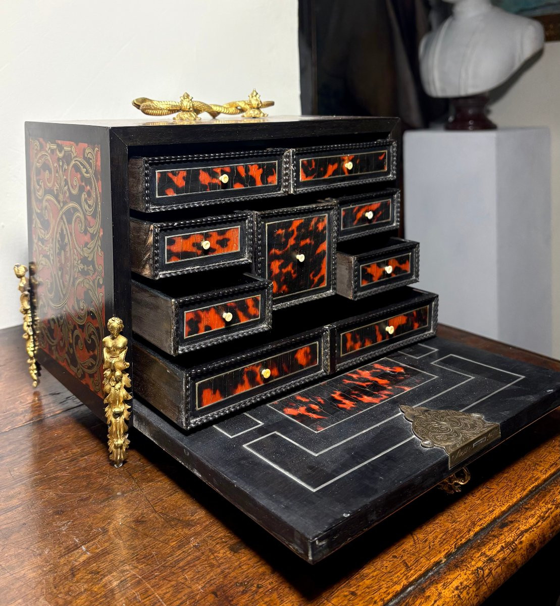 Cabinet En Marqueterie  Boulle signé "SUSSE  Frères" Napoléon III-photo-1