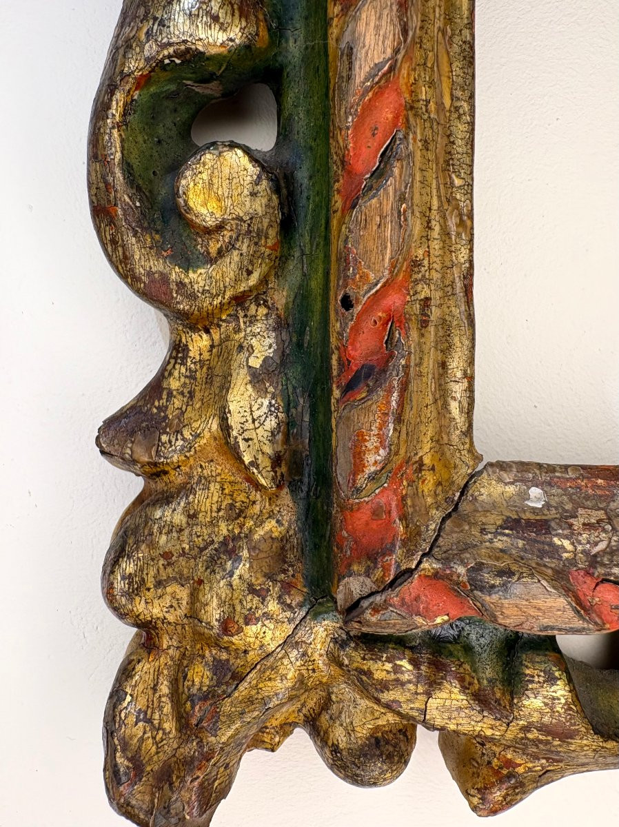 Cadre de Collection Baroque Bois Sculpté, Doré et Laqué, XVIIe siècle-photo-3