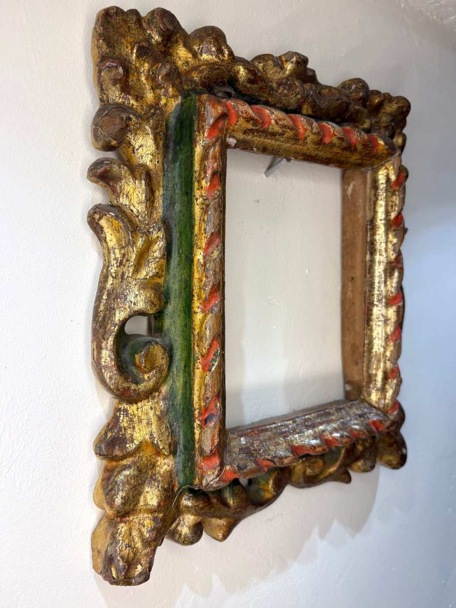 Cadre de Collection Baroque Bois Sculpté, Doré et Laqué, XVIIe siècle-photo-1