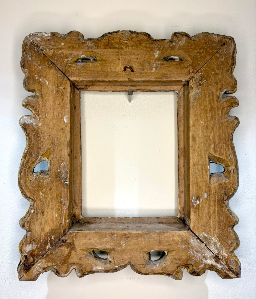 Cadre de Collection Baroque Bois Sculpté, Doré et Laqué, XVIIe siècle-photo-2