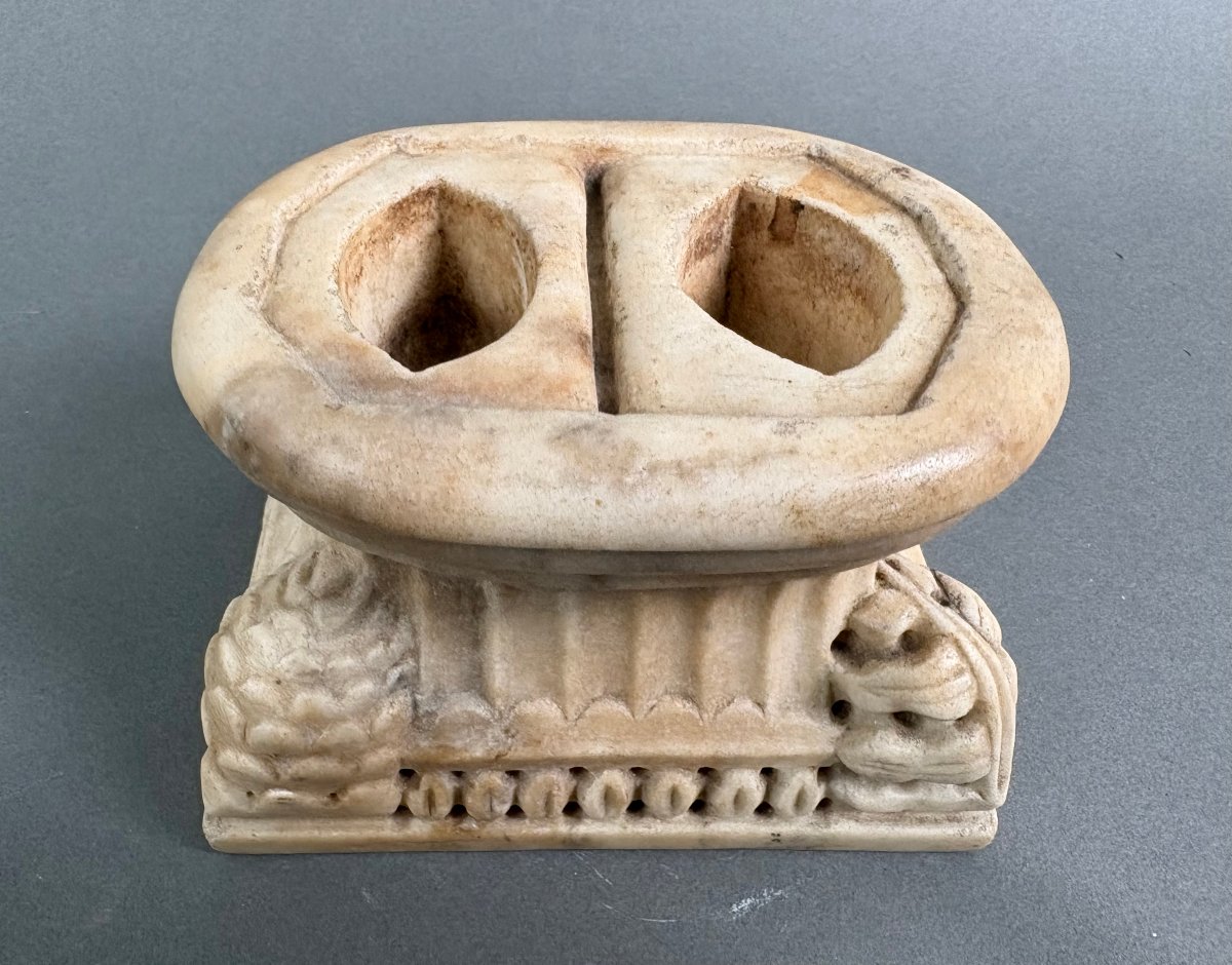 Late 18th  Grand Tour Souvenir Marble Inkwell-photo-3