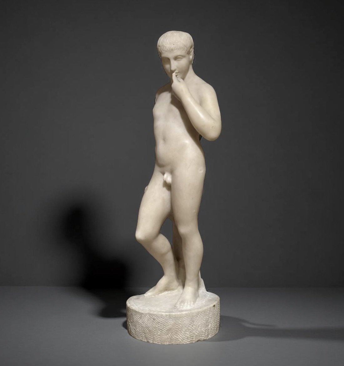 Ephèbe Harpocrate Sculpture Marbre Néoclassique Rome 18éme -photo-3