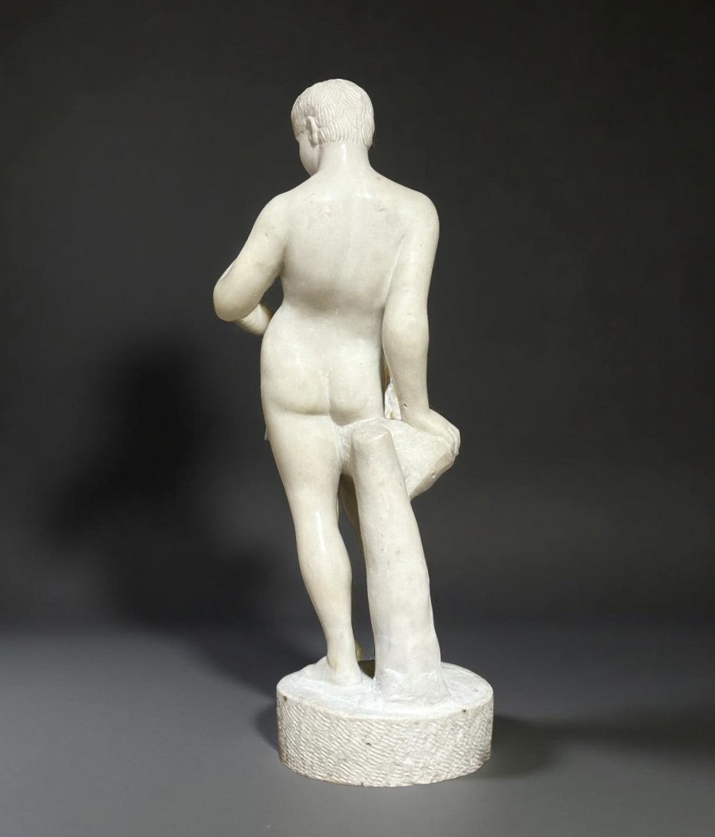 Ephèbe Harpocrate Sculpture Marbre Néoclassique Rome 18éme -photo-4