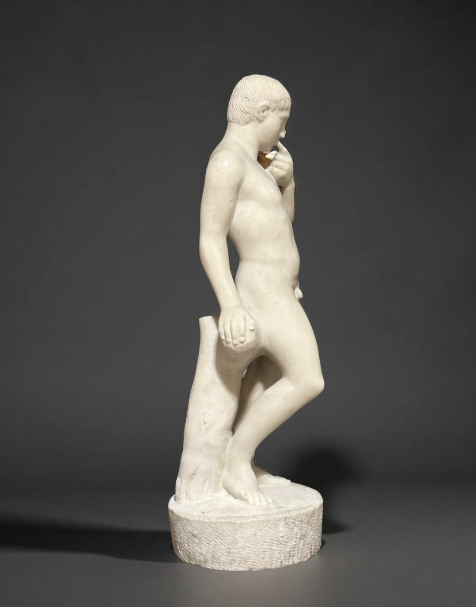 Ephèbe Harpocrate Sculpture Marbre Néoclassique Rome 18éme -photo-1