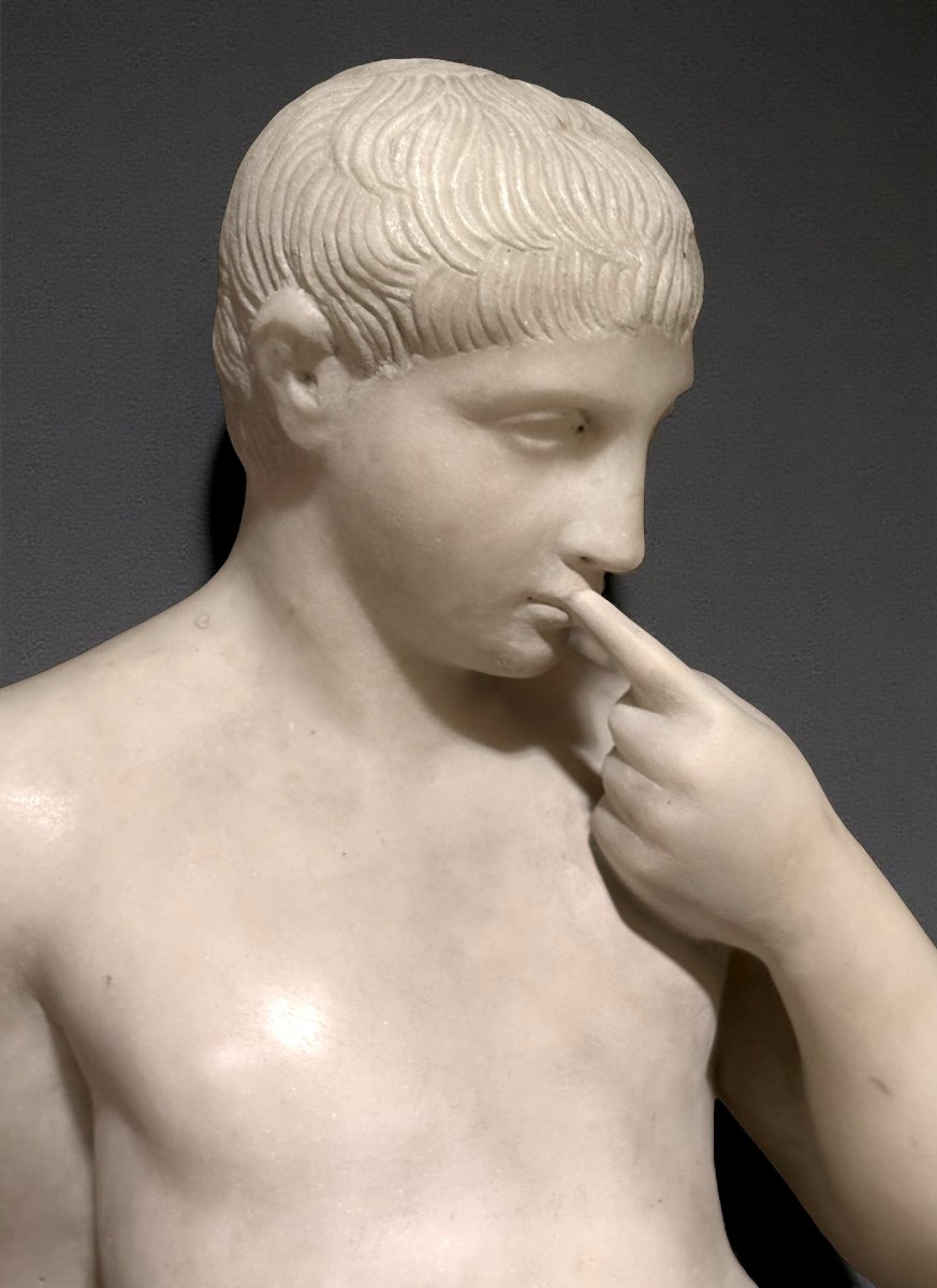 Ephèbe Harpocrate Sculpture Marbre Néoclassique Rome 18éme -photo-6