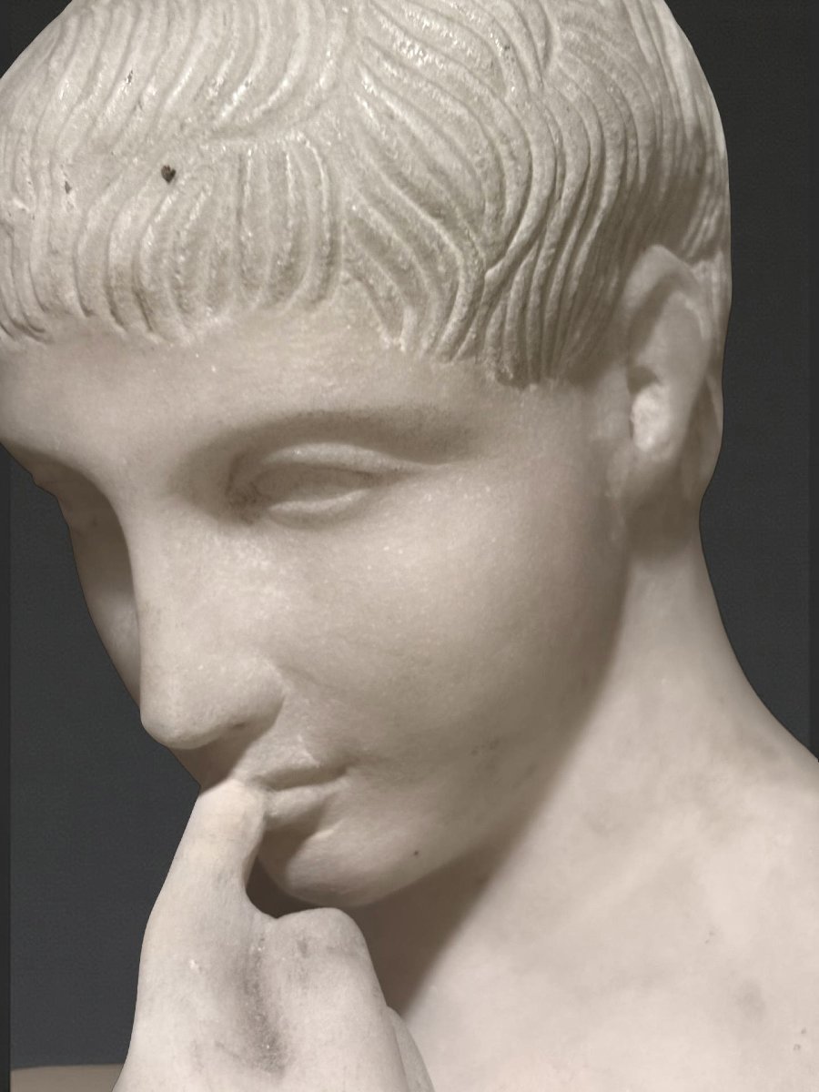 Ephèbe Harpocrate Sculpture Marbre Néoclassique Rome 18éme -photo-7
